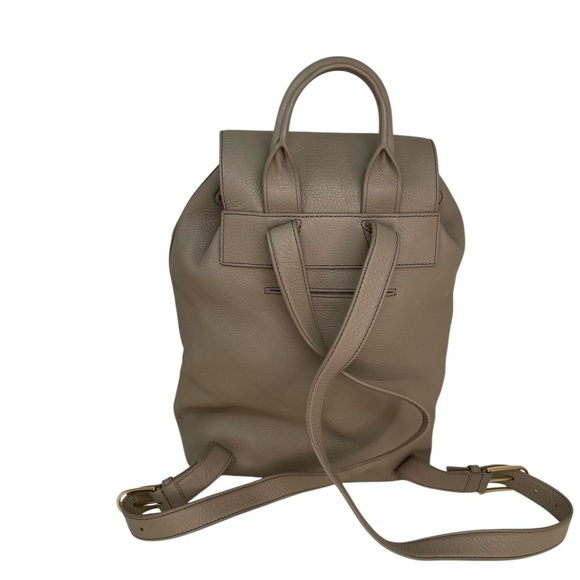 TORY BURCH Backpack Taupe Brown Leather Flap Top Drawstring Adjustable Straps main image 14